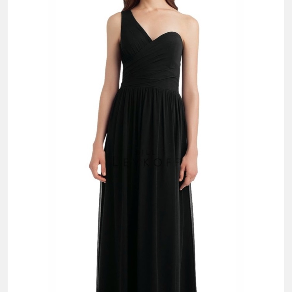 Bill Levkoff one-shoulder gown in Eggplant.